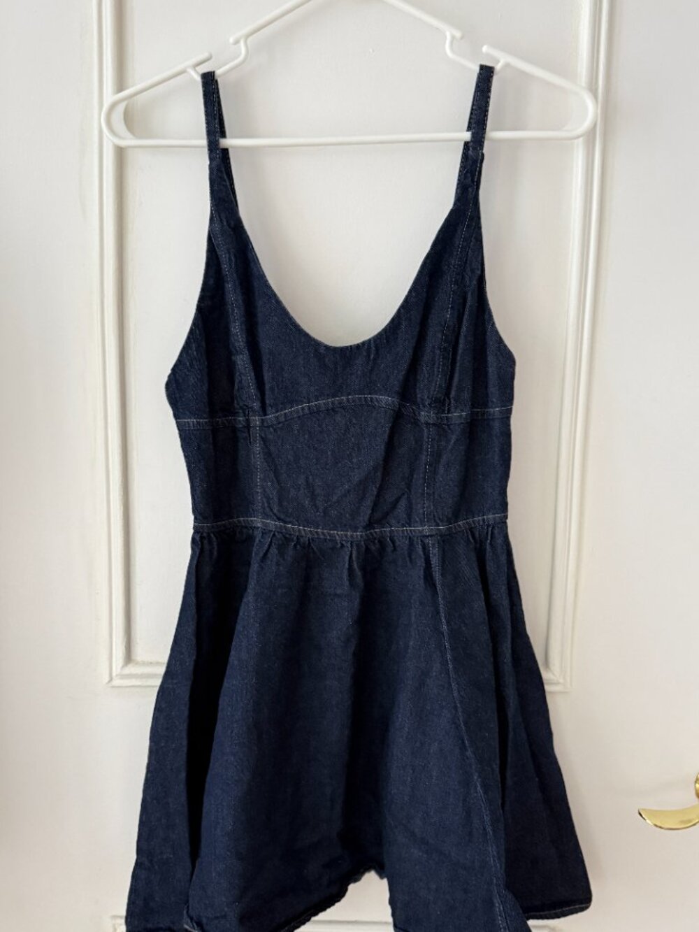 Zara Dark Wash Denim Corset Mini Dress - Fit & Flare Full Circle Skirt - Picture 4 of 6